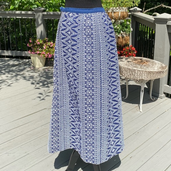 Vintage 60s Metal Side Zipper Embroidered Boho Peasant Hippie Maxi Skirt - Picture 4 of 9